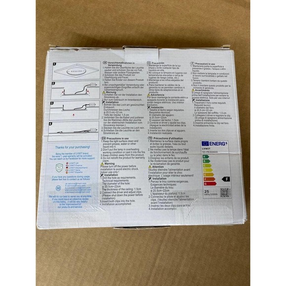 25W LED Recessed Panel Ceiling Light, 2 Pack, LVWIT Downlight Neutral White 400 - Picture 3 of 6